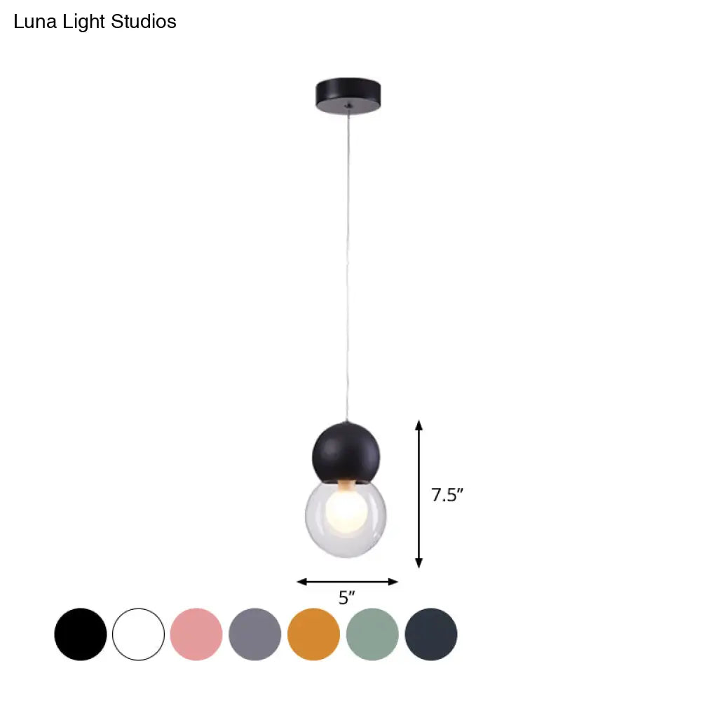 DecorBites™ Kids Bedside Pendulum Light - Gourd Shape, Milky Glass, Macaron Ceiling Pendant - Pink/Yellow/Blue