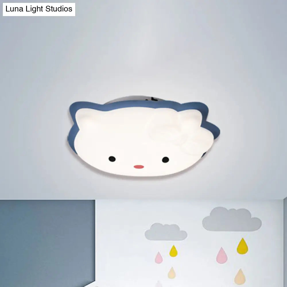 DecorBites™ DecorBites™ Kids' Cartoon Cat LED Flush Mount Light Fixture for Pink/Blue Bedroom Décor