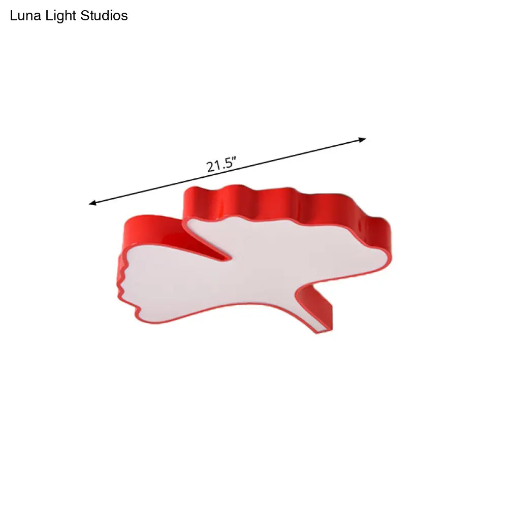 DecorBites™ DecorBites™ Kids' LED Red Cartoon Ginkgo Leaf Flushmount Ceiling Light with Acrylic Lampshade