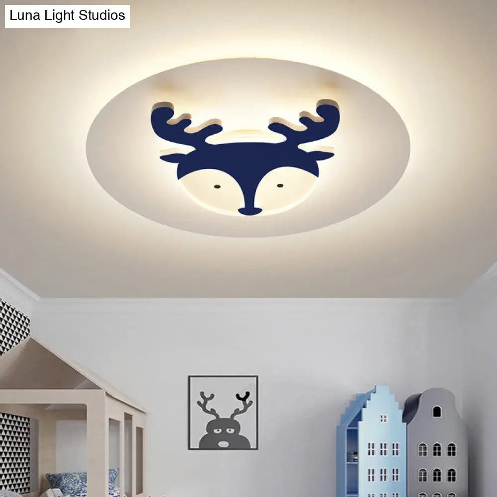 DecorBites™ DecorBites™ Kids Style Fox/Deer Child-Care Center Ceiling Lamp - Acrylic LED Flush Mount in Blue/Coffee with Warm/White Light