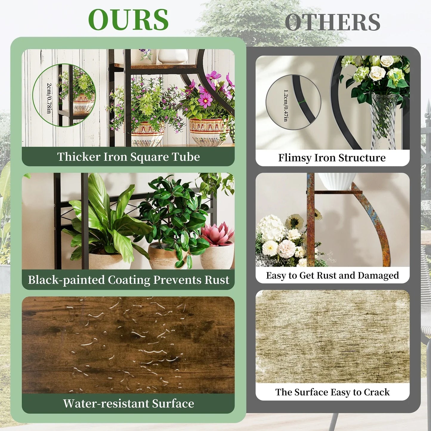 Large 5-Tier Industrial Plant Stand Shelf