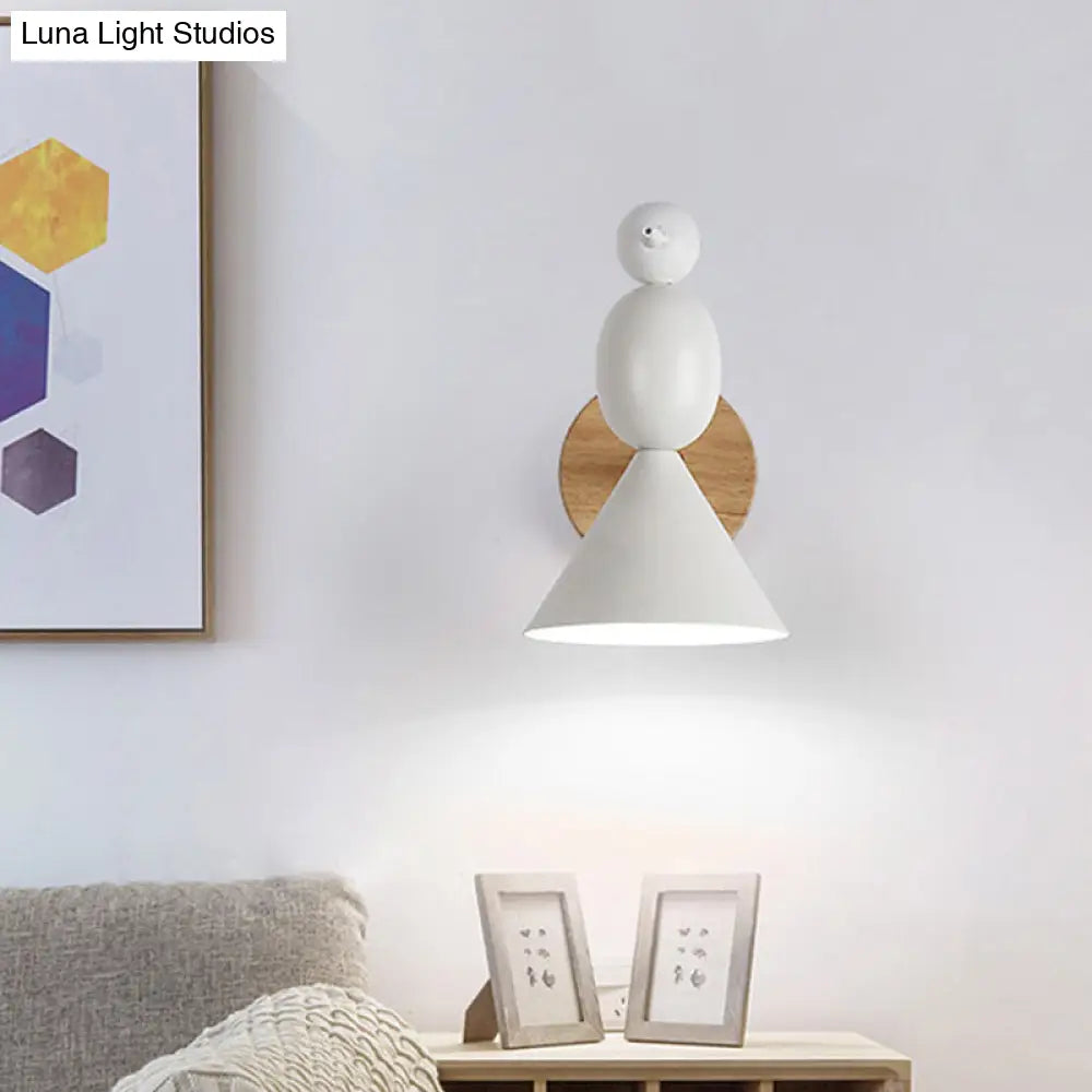 DecorBites™ DecorBites™ Lark Rotatable Wall Light - Nordic Iron 1-Light White Sconce for Bedroom with Wood Backplate