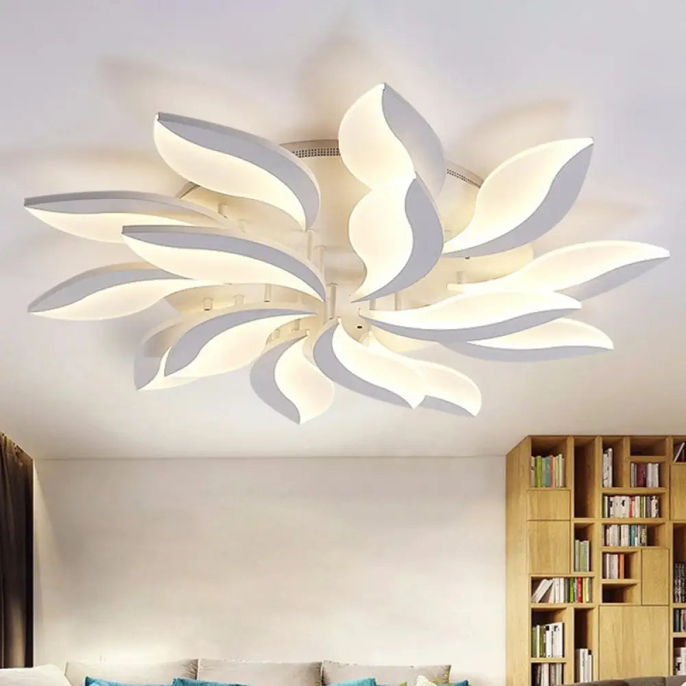 DecorBites™ DecorBites™ Leaf LED Semi Flush Acrylic Ceiling Light Fixture in White - Simple Style for Living Room