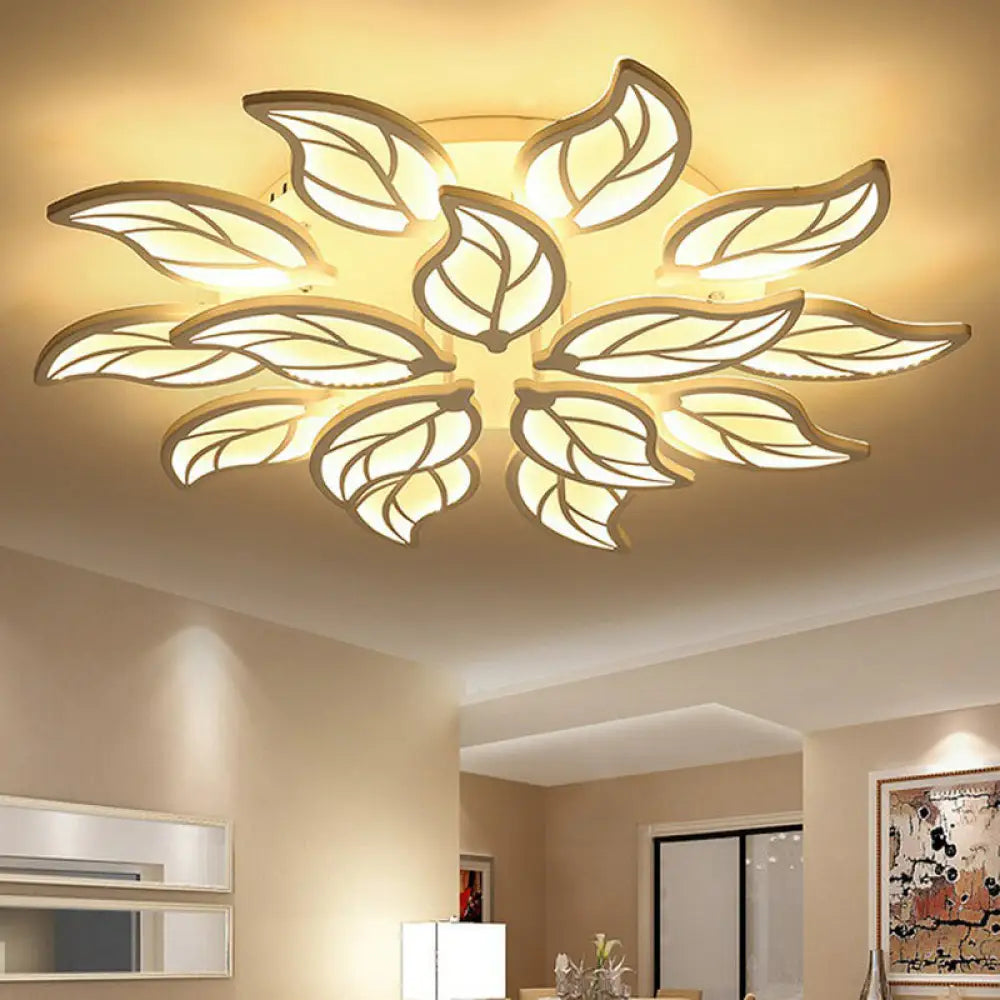 DecorBites™ DecorBites™ Leaf LED Semi Flush Mount Light in White Acrylic for Simple Living Room Ceiling