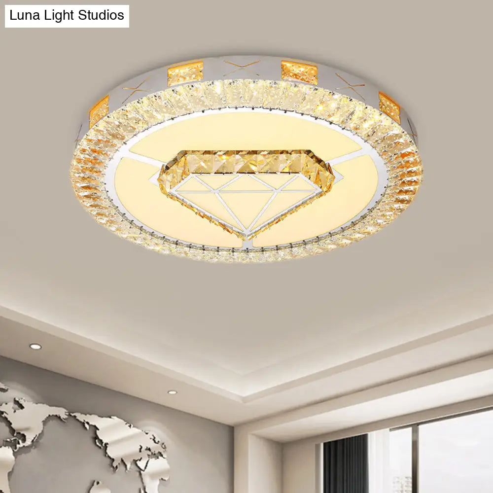 DecorBites™ DecorBites™ LED Crystal Ceiling Light Flush-Mount Fixture - Modern Chrome with Clear Inlaid Diamond/Flower/Star - Bedroom Lighting