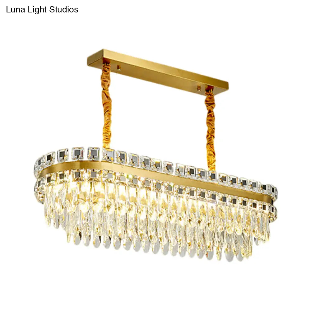 ديكوربايتس™ - إضاءة جزيرة بيضاوية من الكريستال LED - تركيبات حديثة شفافة لغرفة الطعام