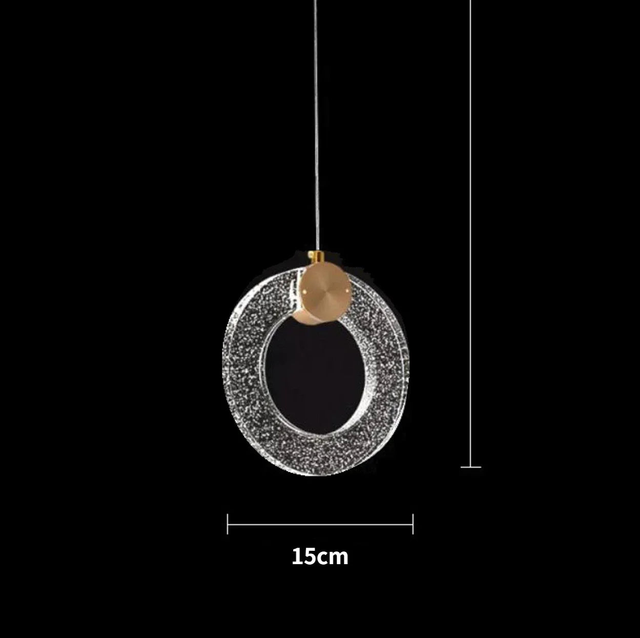 LED Crystal Pendant Light for Bedroom and Bathroom - gold ring 15cm / cold light