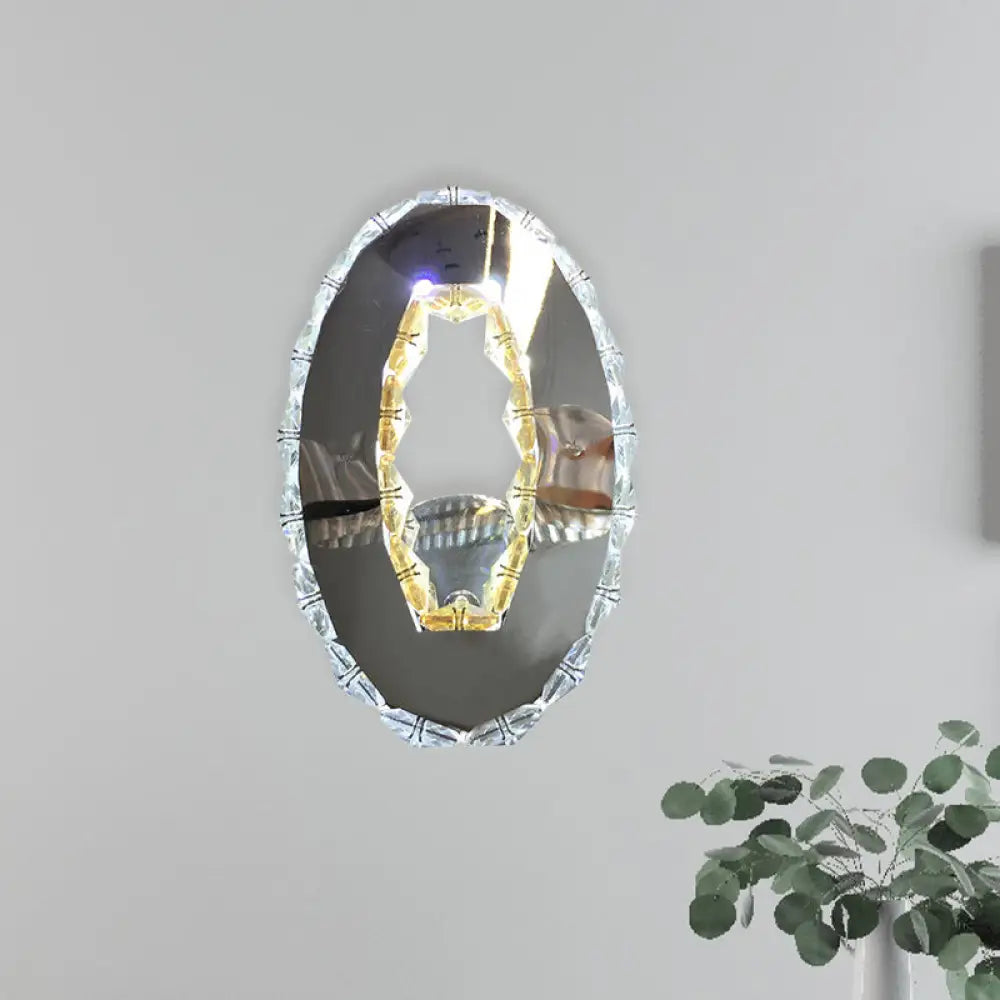 DecorBites™ LED Crystal Wall Sconce for Modern Bedrooms - Circular Design in Chrome with Warm/White Light