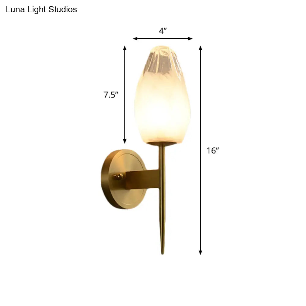 DecorBites™ LED Diamond Wall Lamp: Sleek Brass 1-Head Fixture with Clear Glass - Perfect for Bedside