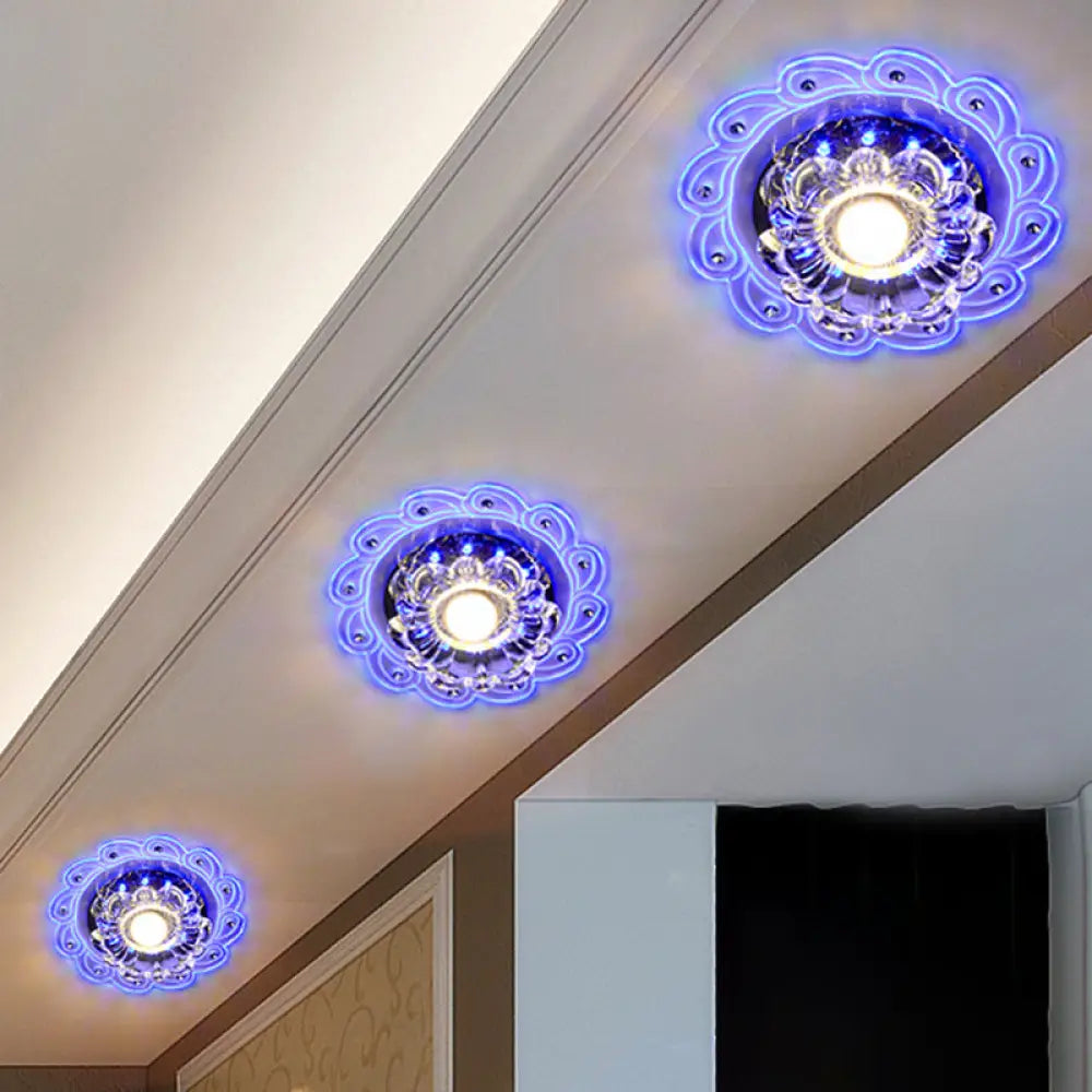 DecorBites™ DecorBites™ LED Flushmount Blossom Ceiling Light with Clear Beveled Crystal Shade - Minimalistic Design