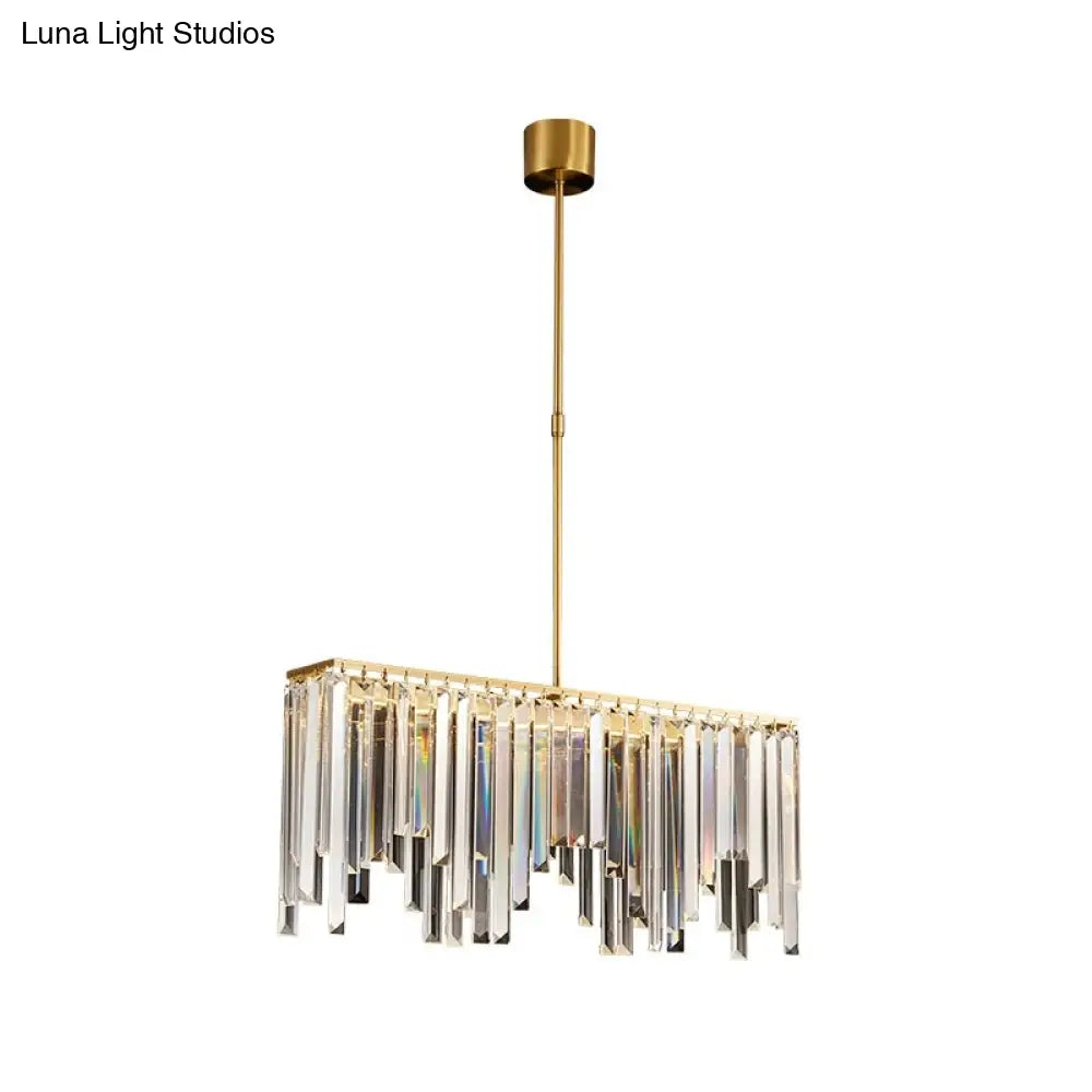 DecorBites™ LED Island Light with Brass Finish & Crystal Flute Design - Stylish Hanging Lamp for Tables
