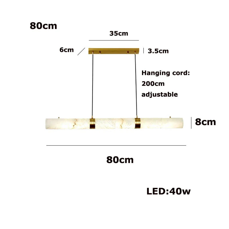 LED Marble Hanging Lamps - White Alabaster - 80cm / Gold hardware / Neutral light - Chandelier
