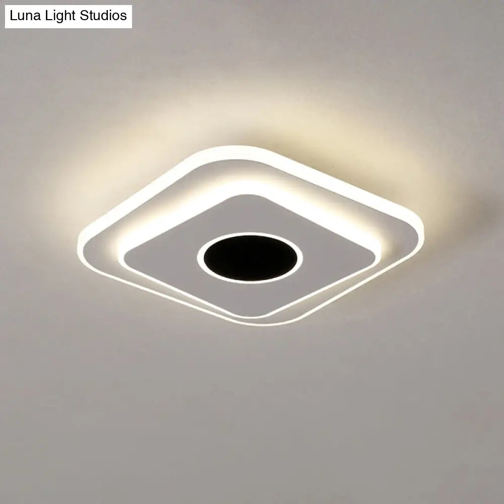 DecorBites™ DecorBites™ LED Mini Flush Ceiling Light - Modernist Black and White Flush Lamp with Acrylic Shade in Warm/White Light