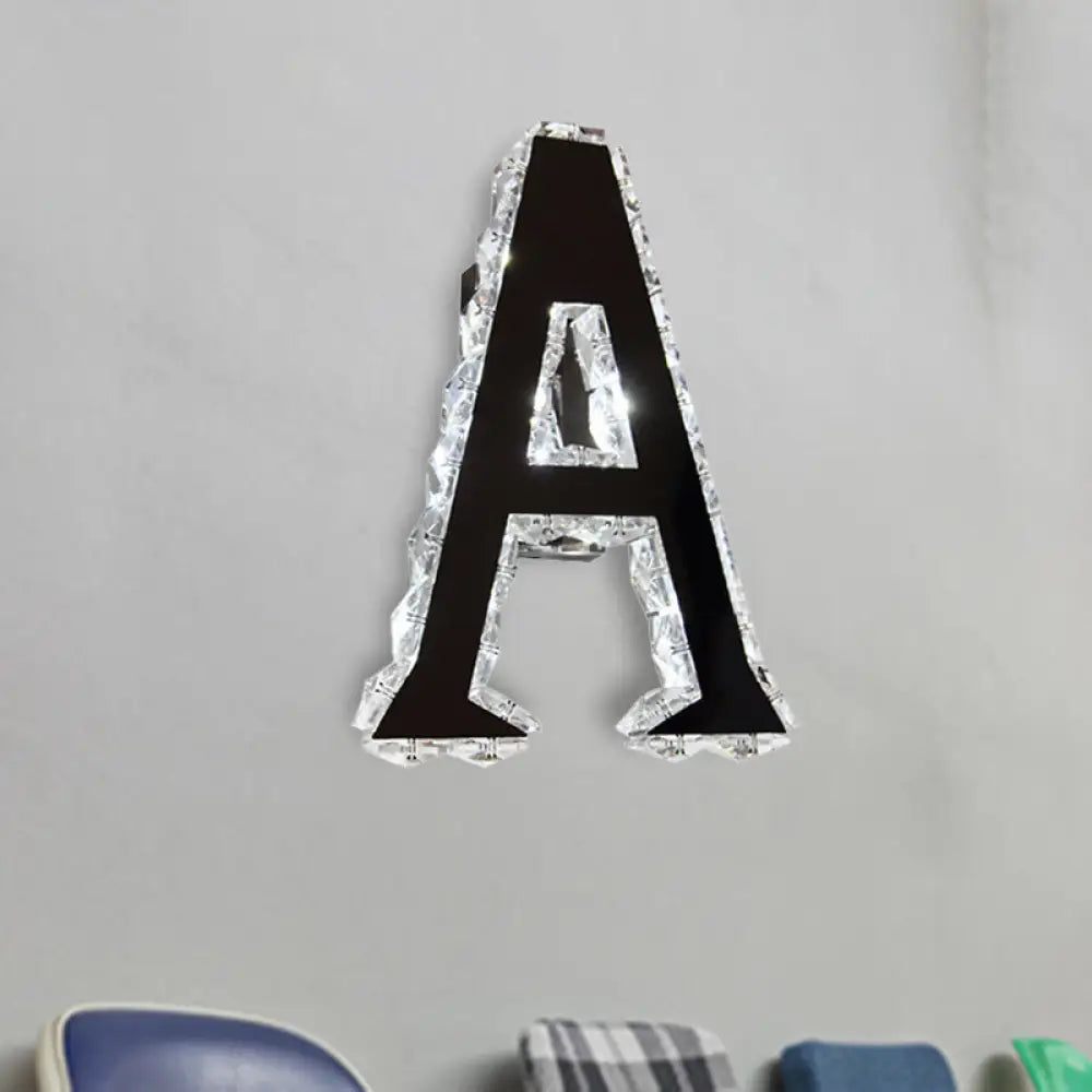 DecorBites™ LED Modern Black Wall Lamp with A-Shaped Crystal Shade and Adjustable Light Temperature