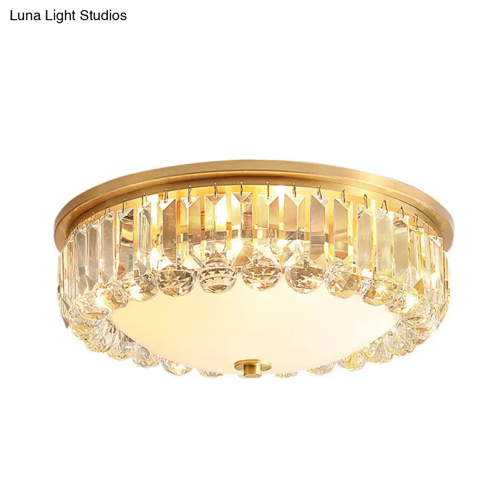 DecorBites™ DecorBites™ LED Modern Crystal Flush Mount Ceiling Light in Gold, Ideal for Bedroom