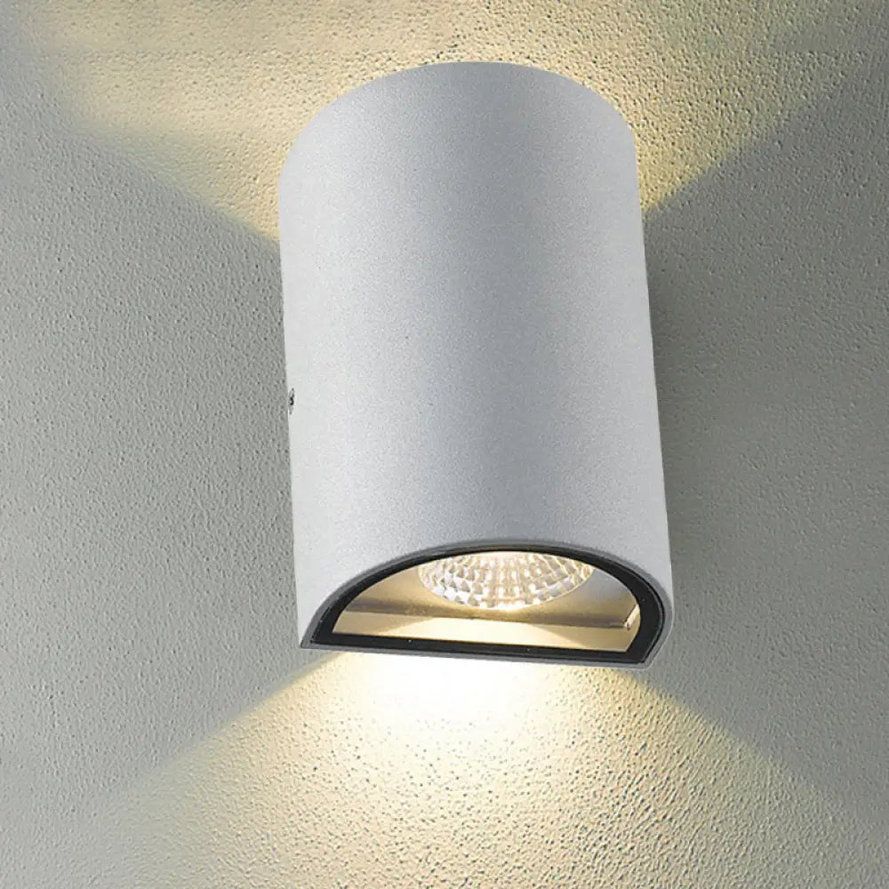 DecorBites™ DecorBites™ LED Outdoor Wall Washer Light in Black/Gray with Half-Cylinder Aluminum Shade - Warm/White Lighting