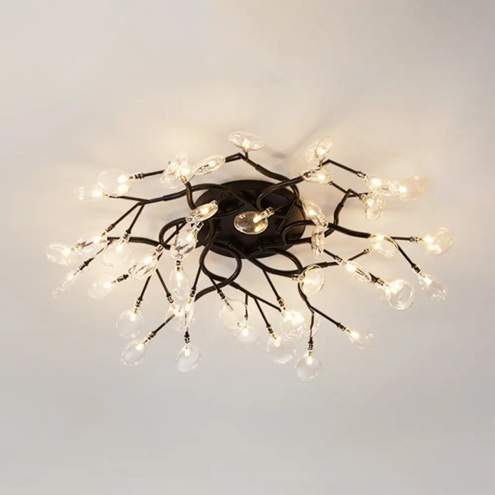 DecorBites™ DecorBites™ LED Tree Branch Semi Flush Chandelier Light for Living Room with Firefly Shade - Modern Metallic Design