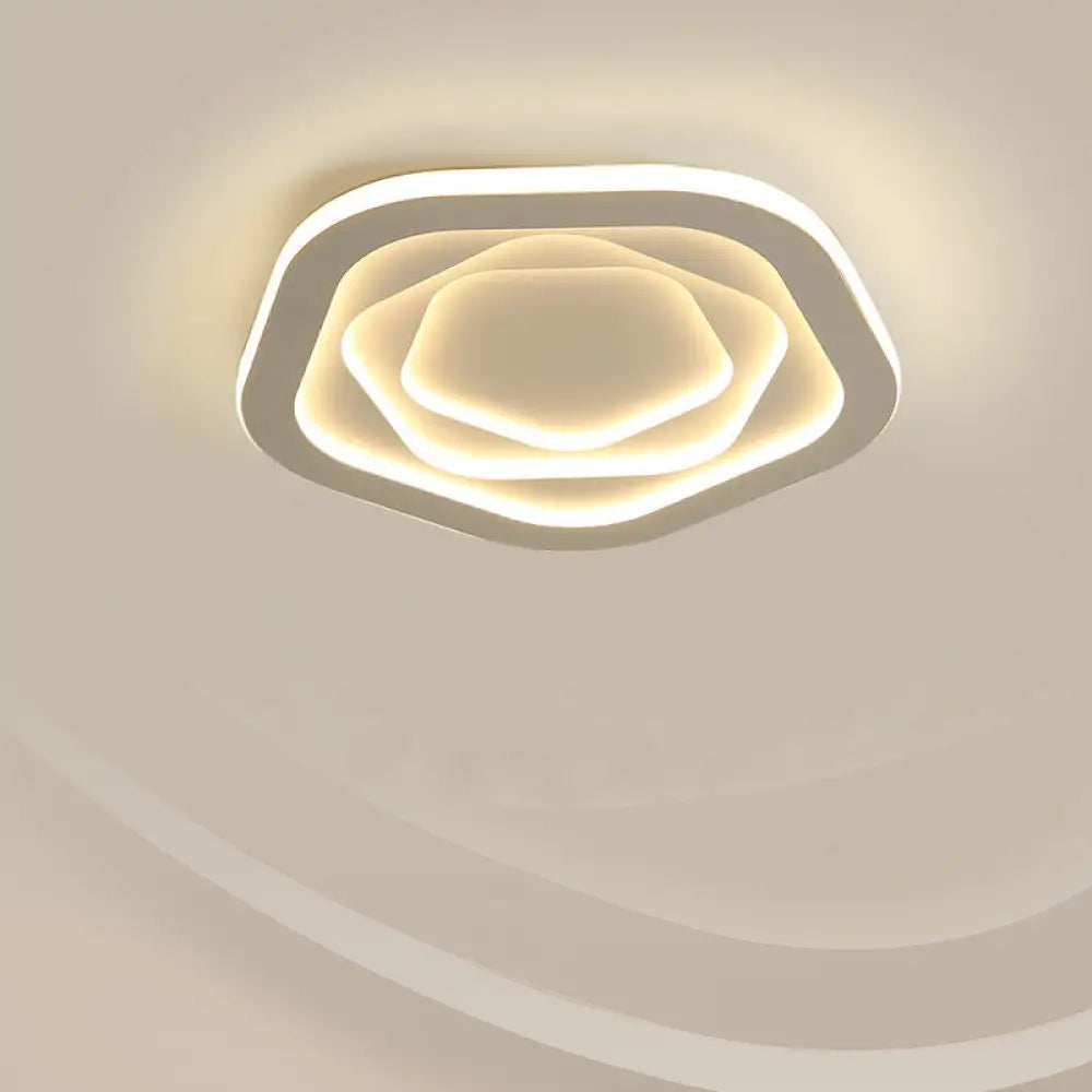 DecorBites™ DecorBites™ LED White Flush Mount Ceiling Lamp with Modern Acrylic Shade - 16"/19.5" for Bedroom