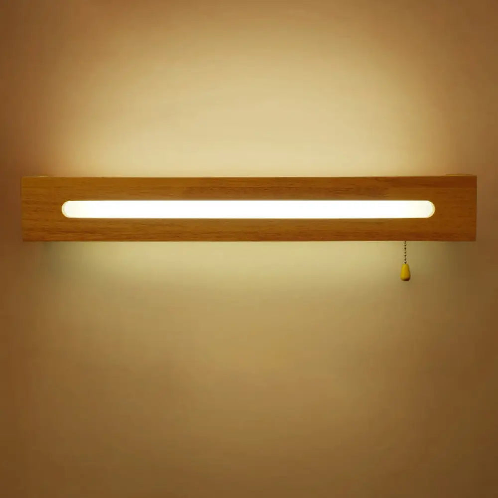 DecorBites™ LED Wood Wall Sconce with Pull Chain for Bedside Lighting