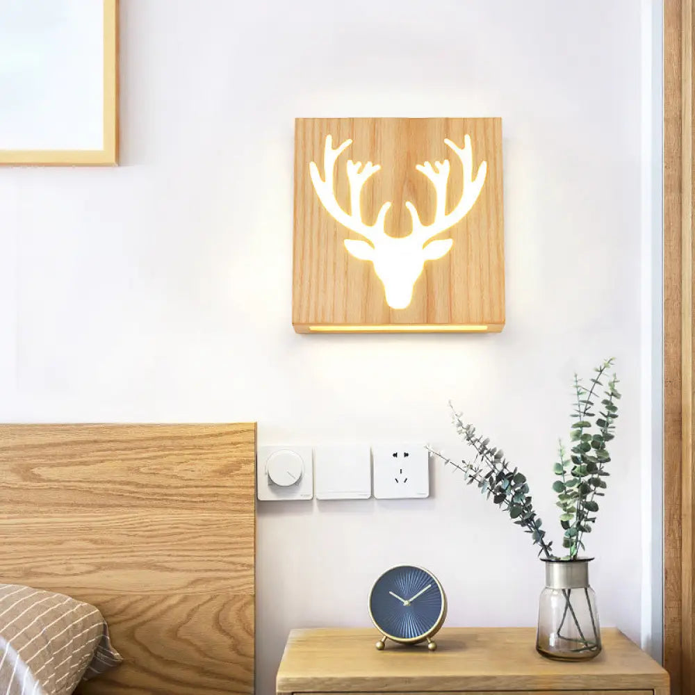 DecorBites™ DecorBites™ LED Wooden Wall Sconce: Contemporary Square Cutout Living Room Light
