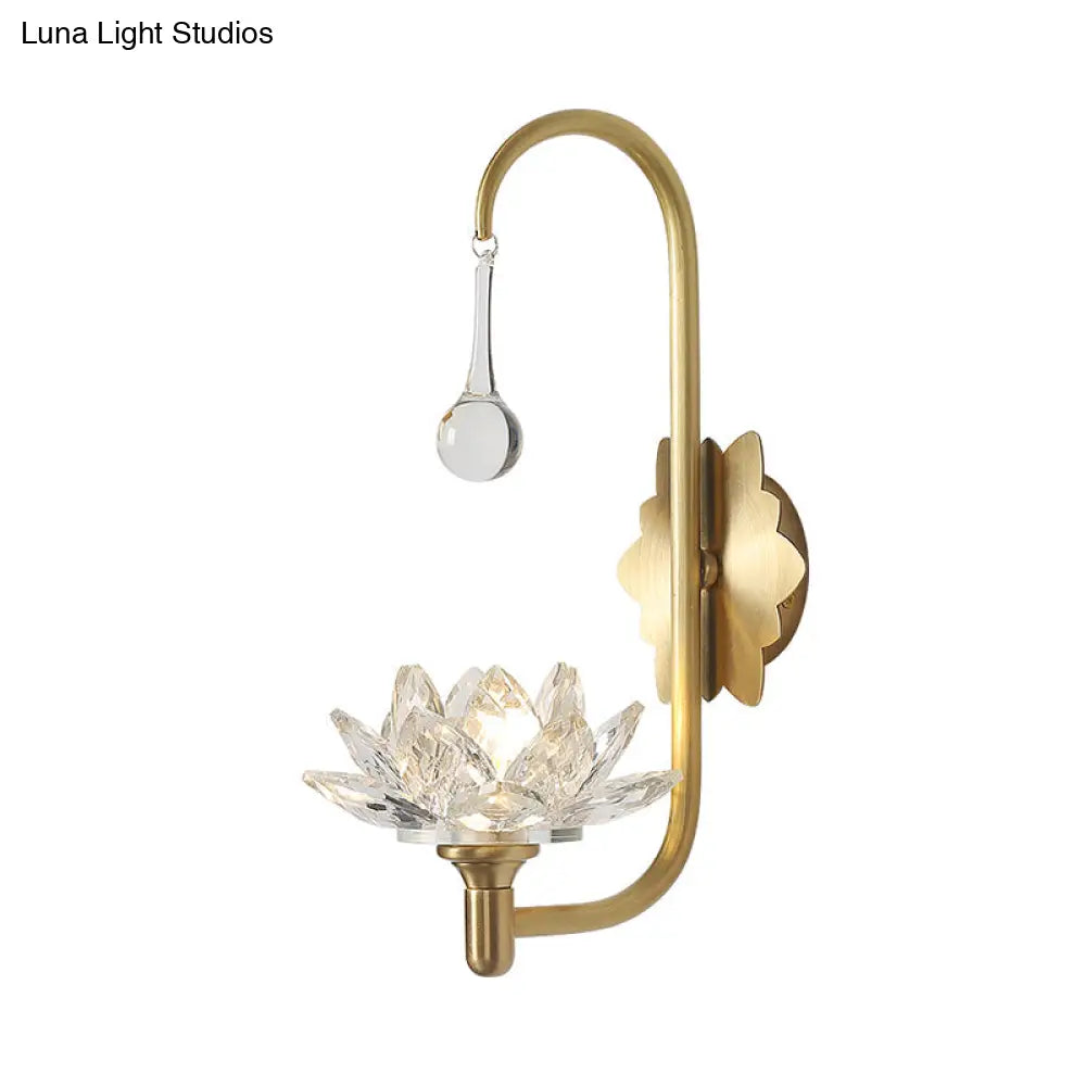 Aplique de pared DecorBites™ Lotus Crystal - Lámpara de pared de latón de lujo con 1 luz