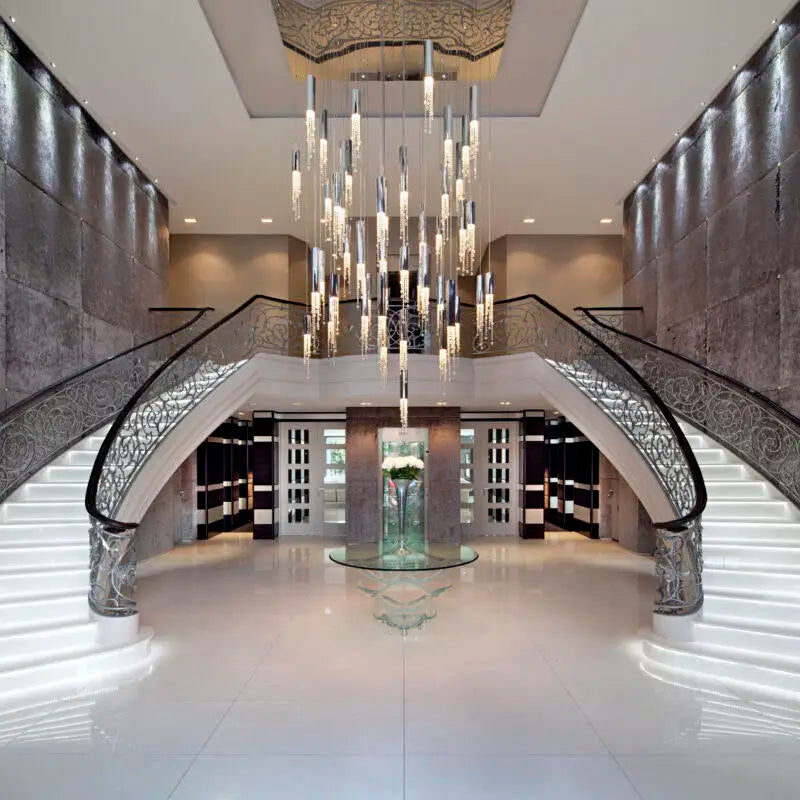 Luxury Chrome Crystal LED Chandelier for Staircase - Chandelier