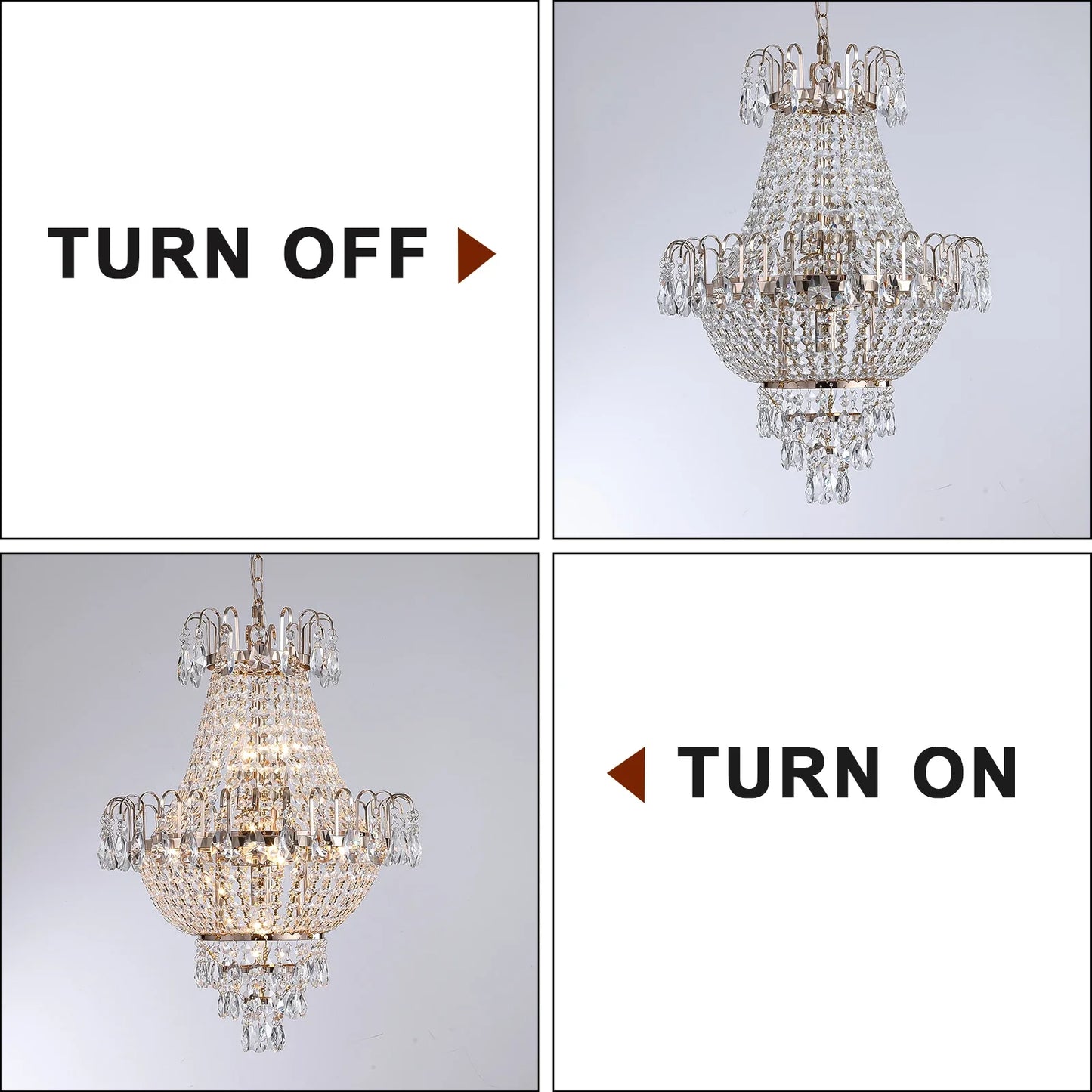 Luxury Crystal Chandelier Copper Color 7-Light Fixture - United States - Chandelier
