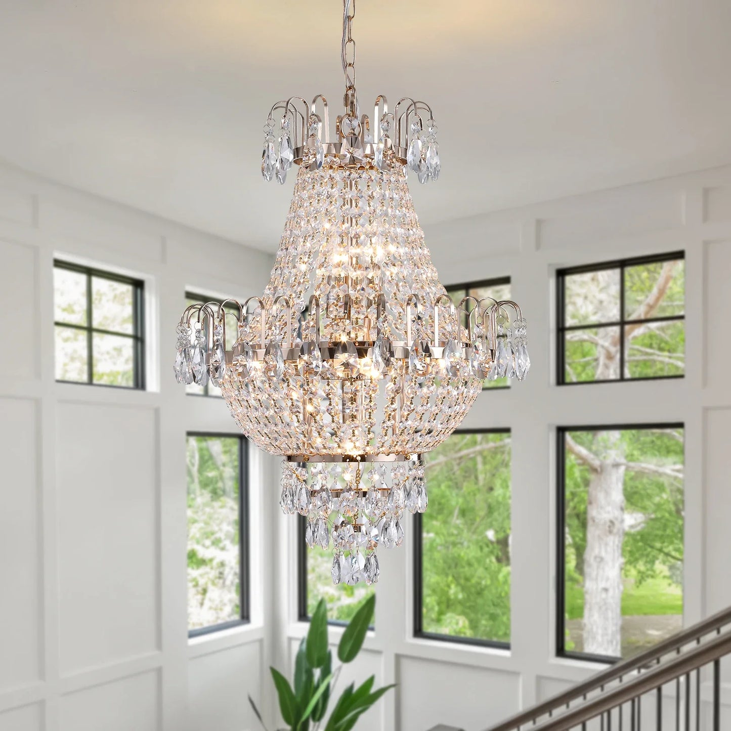 Luxury Crystal Chandelier Copper Color 7-Light Fixture - United States - Chandelier