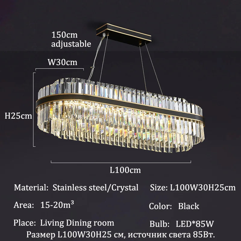 Luxury LED Crystal Chandelier for Home Decor - L100cm B / warm light 3000k - Chandelier