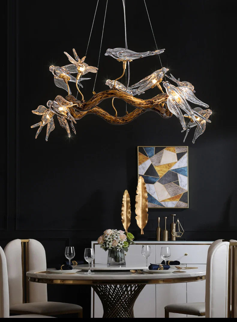 Luxury Vintage Glass Bird Chandelier - Chandelier