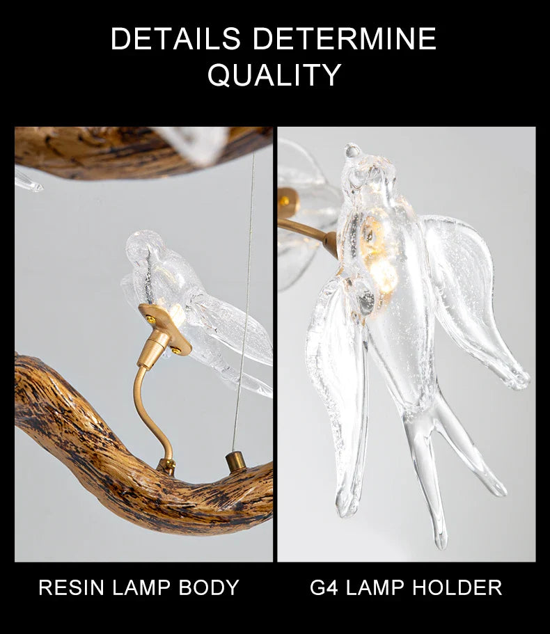 Luxury Vintage Glass Bird Chandelier - Chandelier