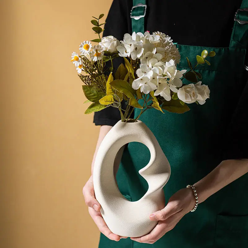 Matte Ceramic Vase Set 2 Modern Home Decor - Vase