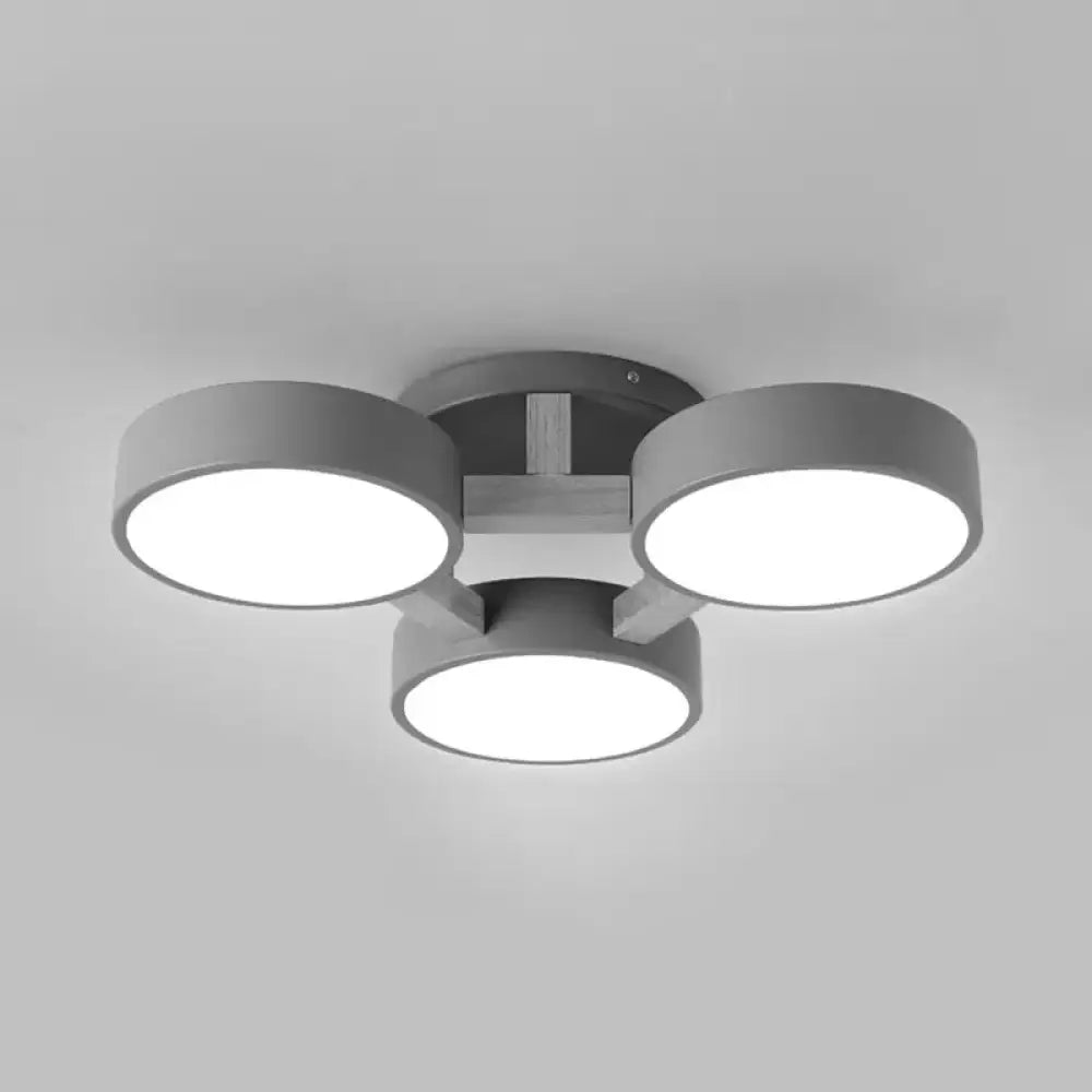 DecorBites™ DecorBites™ Metal Drum Semi Flush Mount Ceiling Lamp with 3 Macaron Loft Heads for Living Room