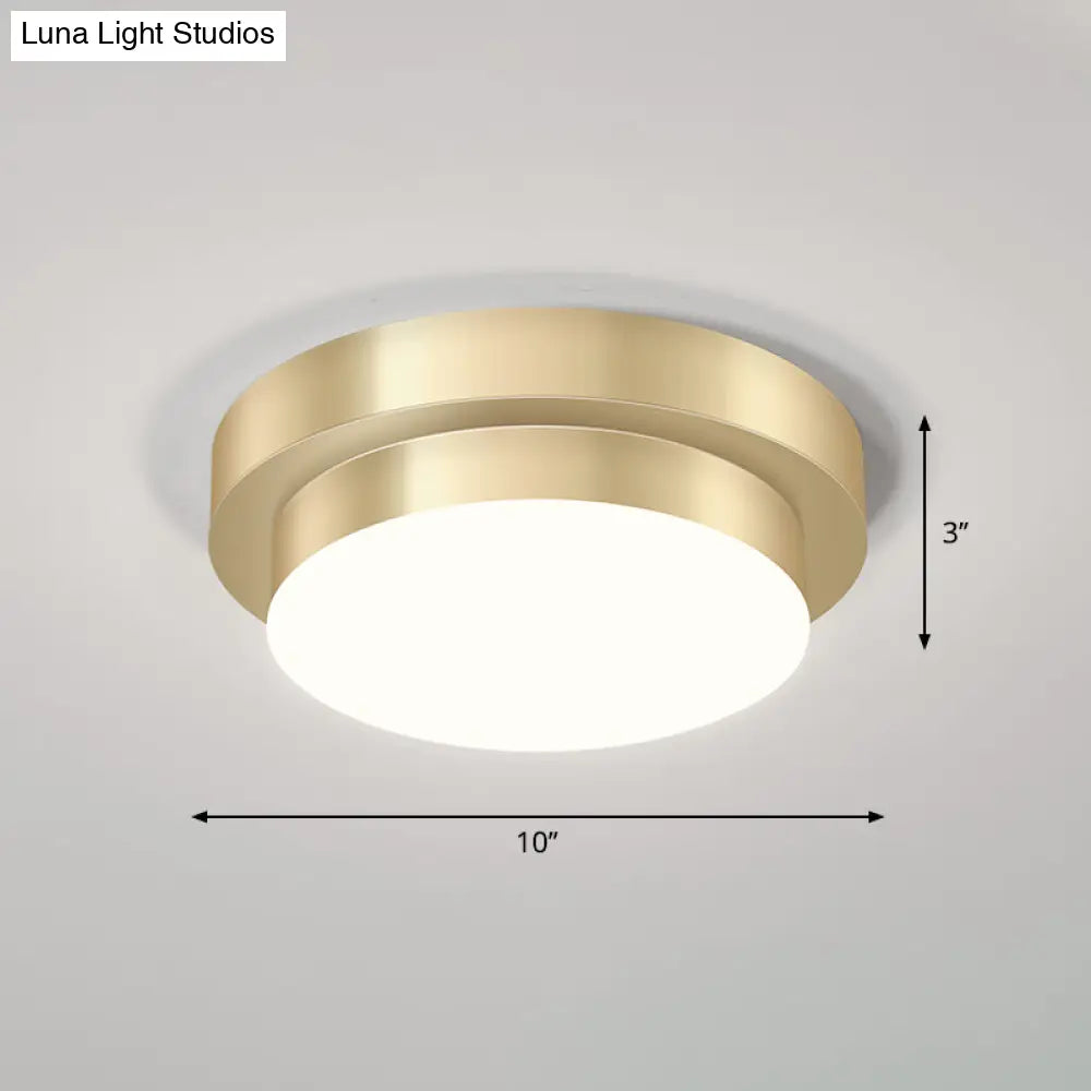 DecorBites™ DecorBites™ Metal Simplicity LED Flush Mount Fixture in Gold - Geometric Small Aisle Ceiling Light