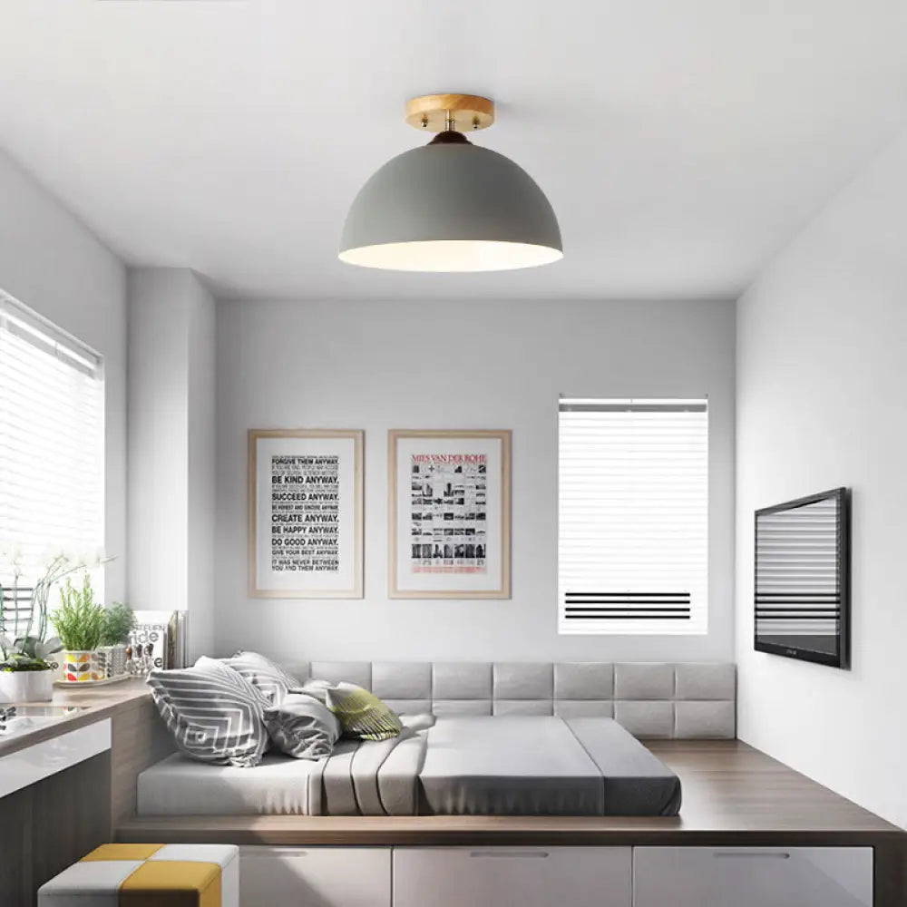 DecorBites™ DecorBites™ Metallic 1 Head Semi Flush Ceiling Light in Red/Pink/White/Gray for Bedroom - 12" Wide