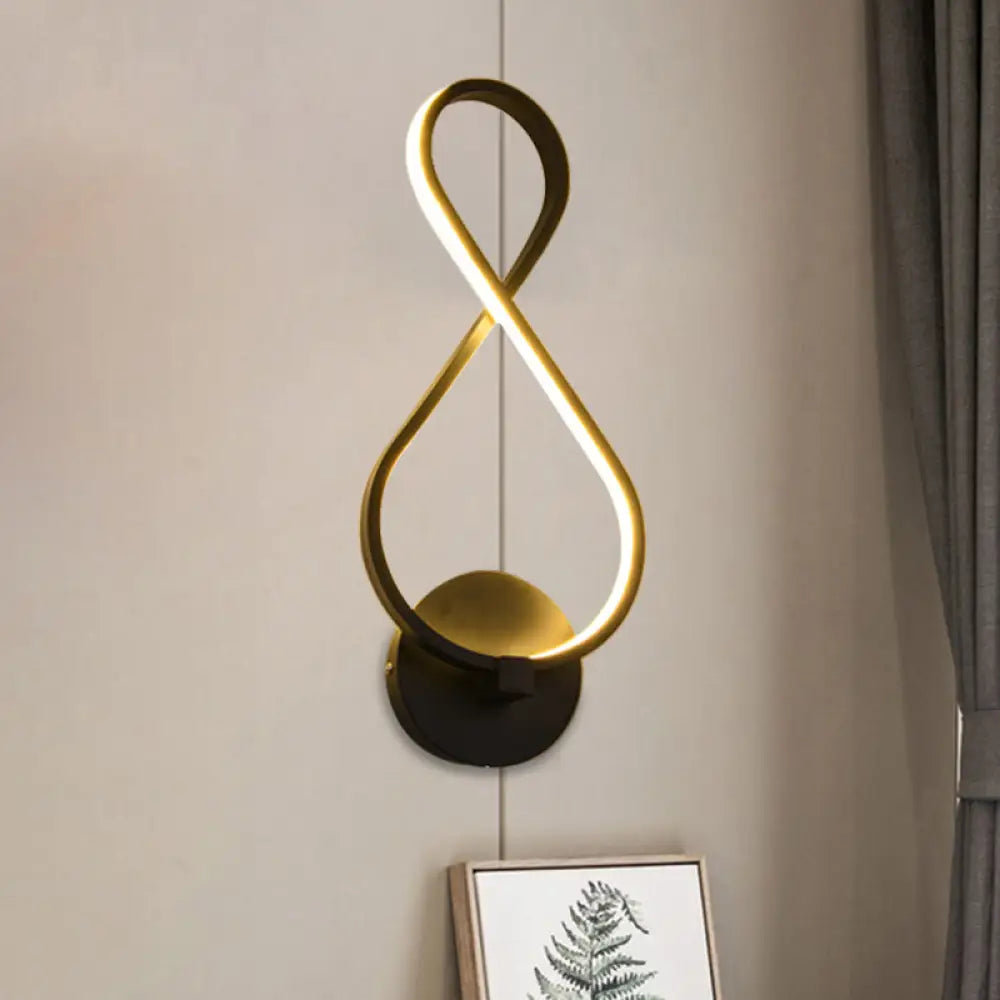 DecorBites™ DecorBites™ Metallic Hourglass/Music Note LED Wall Mount Light Fixture in Minimalist Black/White for Office - Warm/White Light