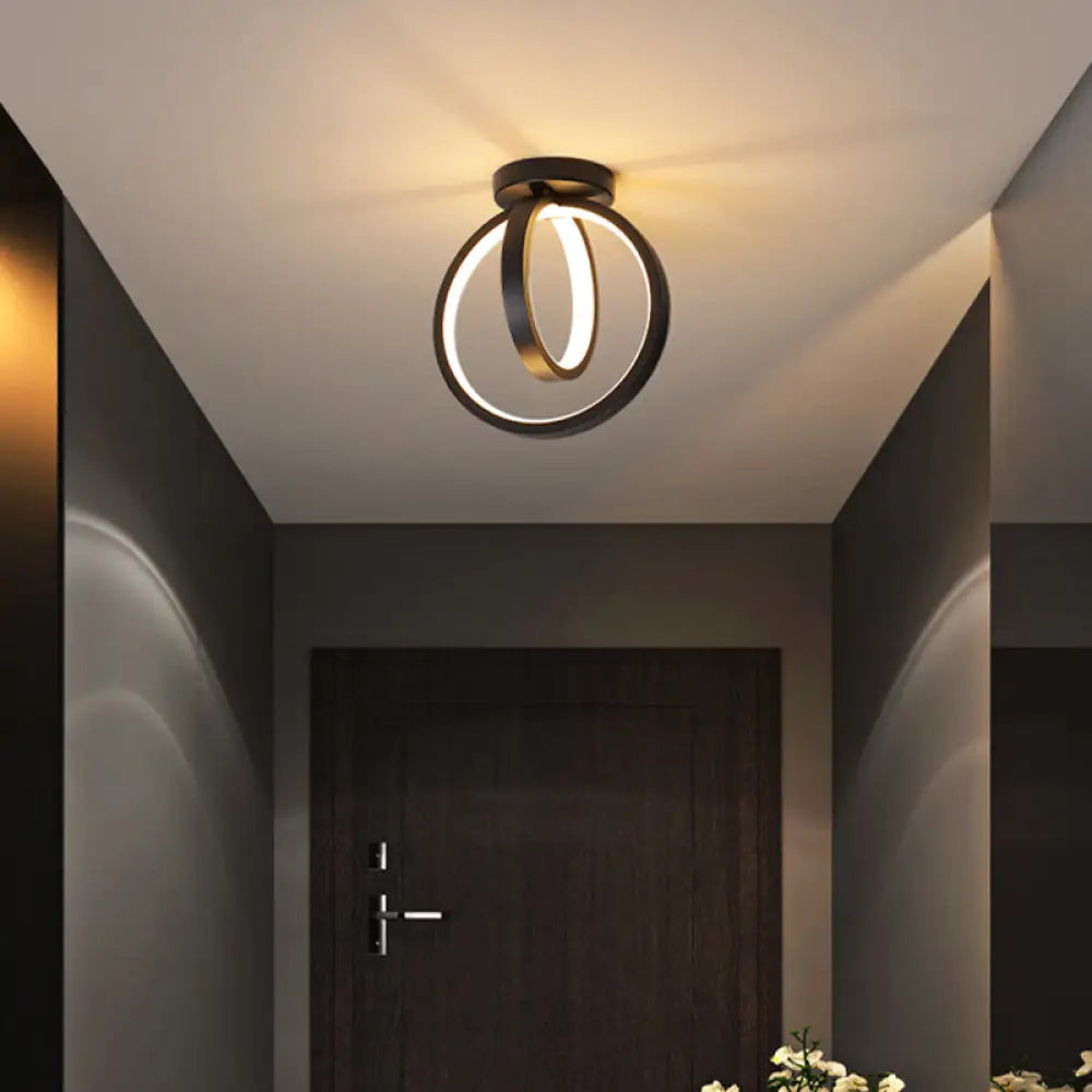 DecorBites™ DecorBites™ Metallic Minimalist LED Ceiling Flush Light - Circle Foyer Semi Flush Mount Lighting