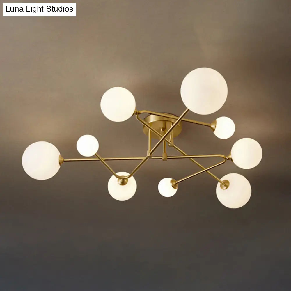 DecorBites™ DecorBites™ Milk Glass Orb Ceiling Light: Postmodern Brass Flush Mount