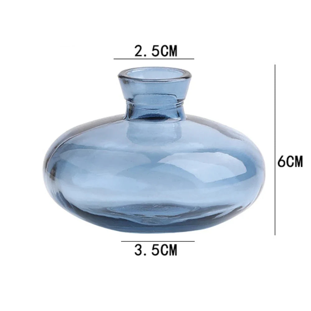 Mini Glass Flower Vase for Home Decor - blue-A - Vase