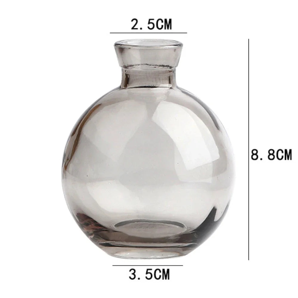 Mini Glass Flower Vase for Home Decor - grey-B - Vase