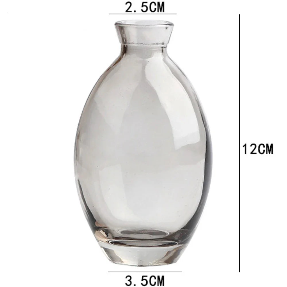 Mini Glass Flower Vase for Home Decor - grey-C - Vase