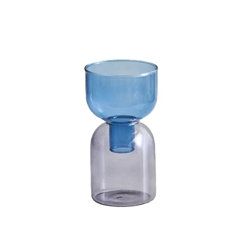 Mini Glass Vase Set for Plants and Candles - BlueGray Set - Vase
