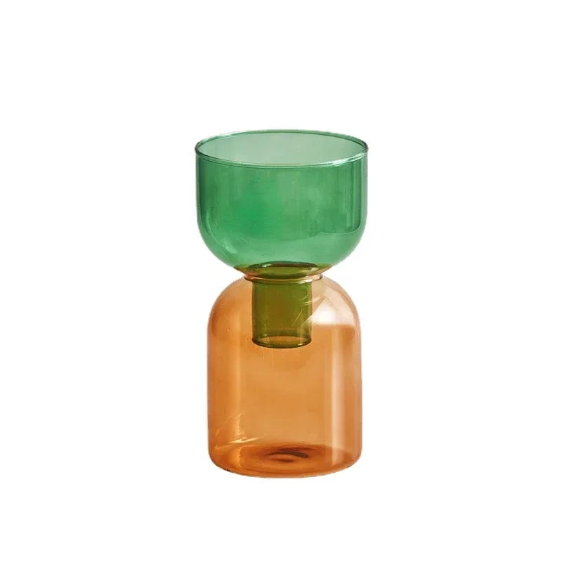 Mini Glass Vase Set for Plants and Candles - GreenBrown Set - Vase