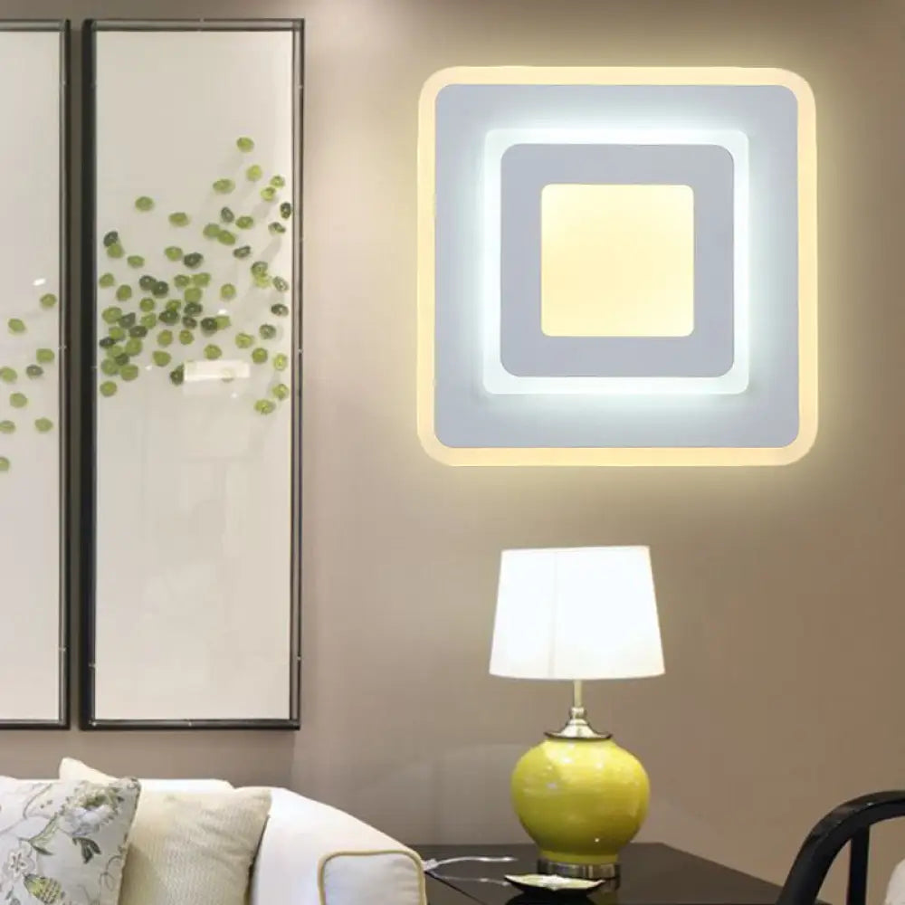 DecorBites™ DecorBites™ Minimal Acrylic LED Wall Sconce Light - Round/Square, Energy-Saving, White/Warm Lighting