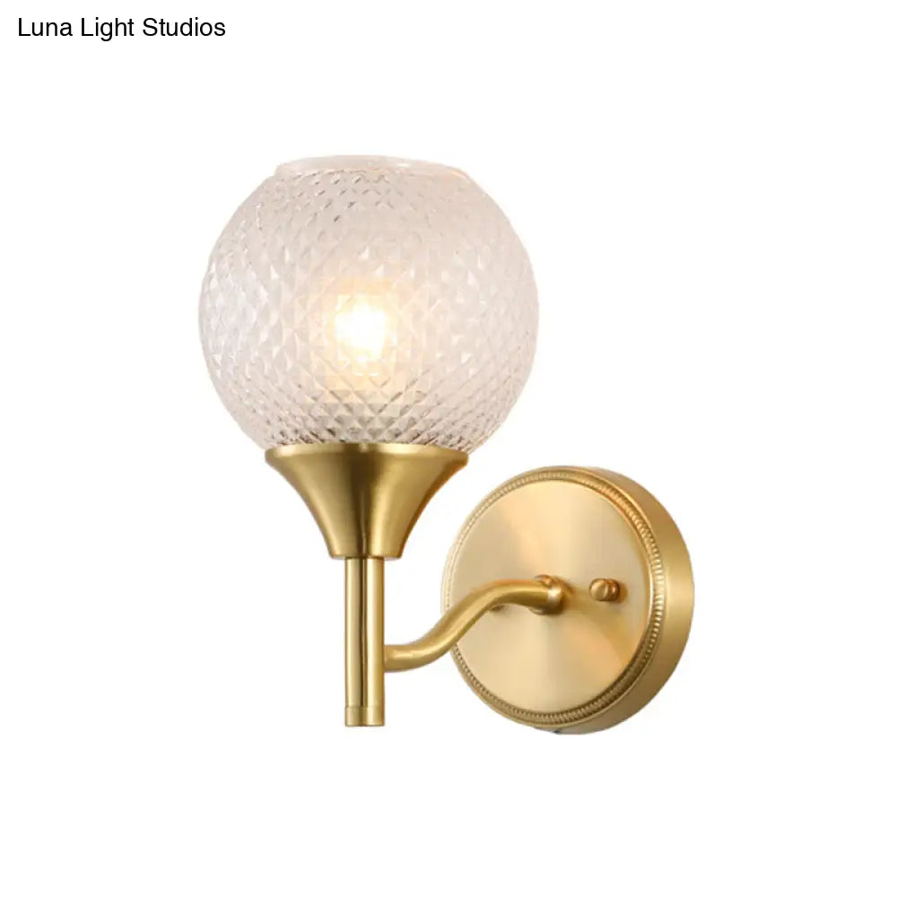 DecorBites™ DecorBites™ Minimal Single Light Brass Wall Sconce with Spherical Prismatic Glass