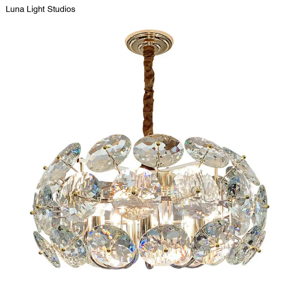 ثريا كريستالية دائرية بسيطة بثمانية مصابيح لسقف غرفة النوم