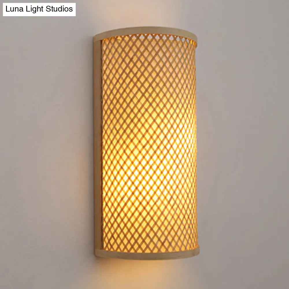 DecorBites™ DecorBites™ Minimalist Bamboo Half-Cylindrical Wall Light – Beige Flush Mount Sconce for Hallways