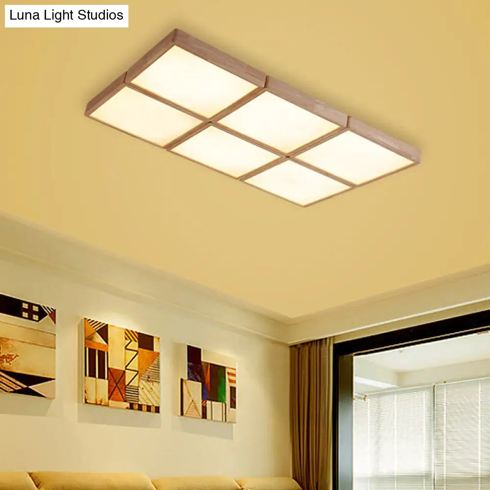 DecorBites™ DecorBites™ Minimalist Beige Geometric Flush Mount Ceiling Light with Acrylic Diffuser - 4/6 Lights