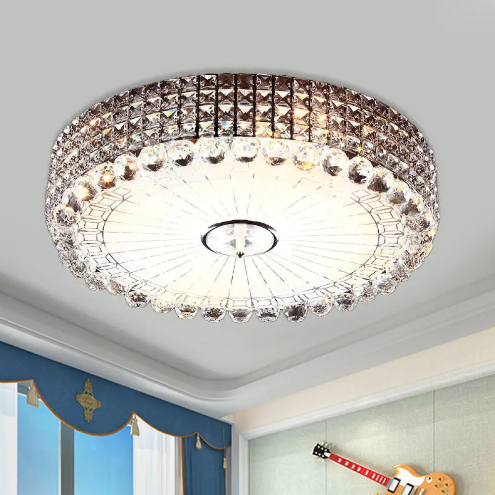 DecorBites™ DecorBites™ Minimalist Beveled Crystal LED Ceiling Light, Silver/Gold Flush Mount Circle, 16/23.5 Inch Dia