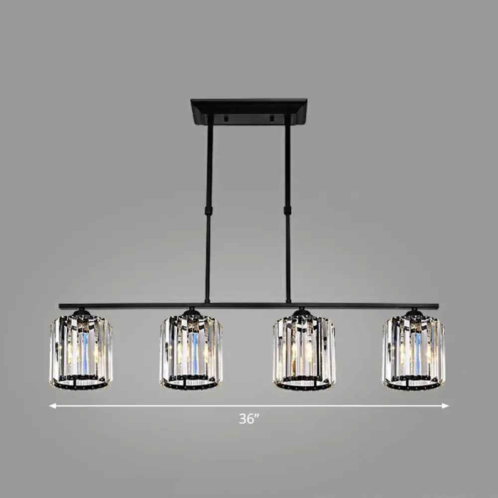 Minimalist Black Crystal Ceiling Chandelier for Restaurants - Geometric Design